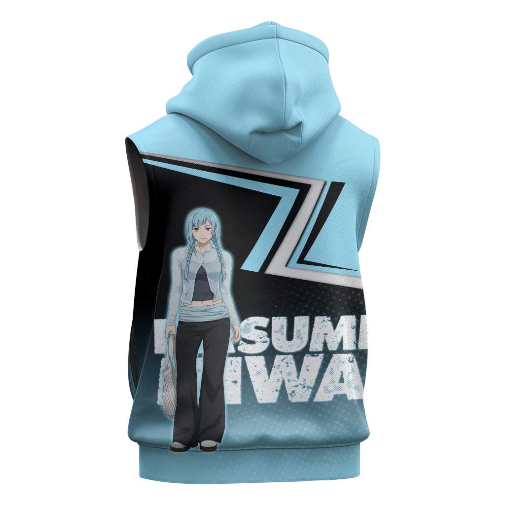 Kasumi Miwa Sleeveless Zip Hoodie Blue Gradient Anime Style
