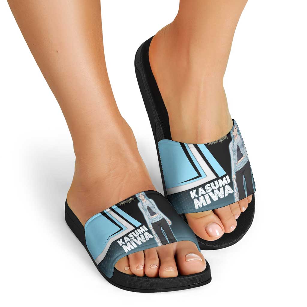 Kasumi Miwa Slide Sandals Blue Gradient Anime Style