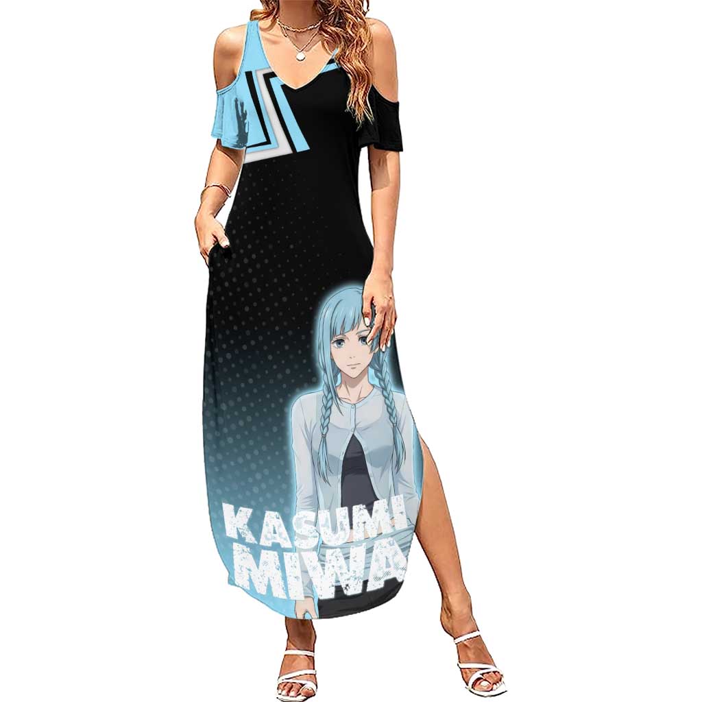 Kasumi Miwa Summer Maxi Dress Blue Gradient Anime Style