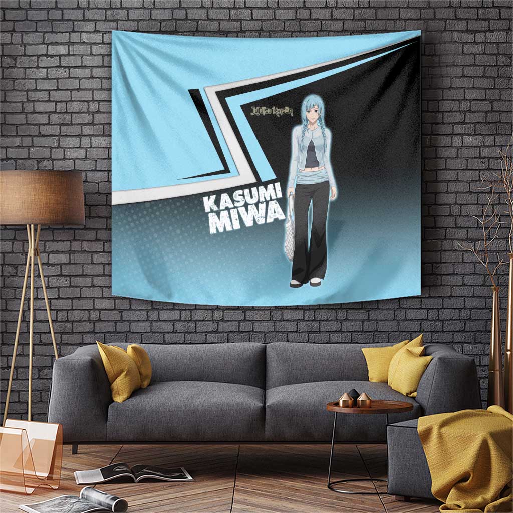 Kasumi Miwa Tapestry Blue Gradient Anime Style