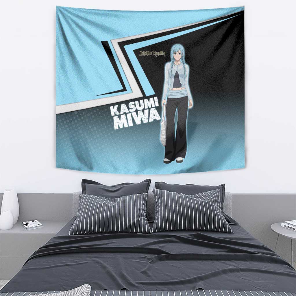 Kasumi Miwa Tapestry Blue Gradient Anime Style