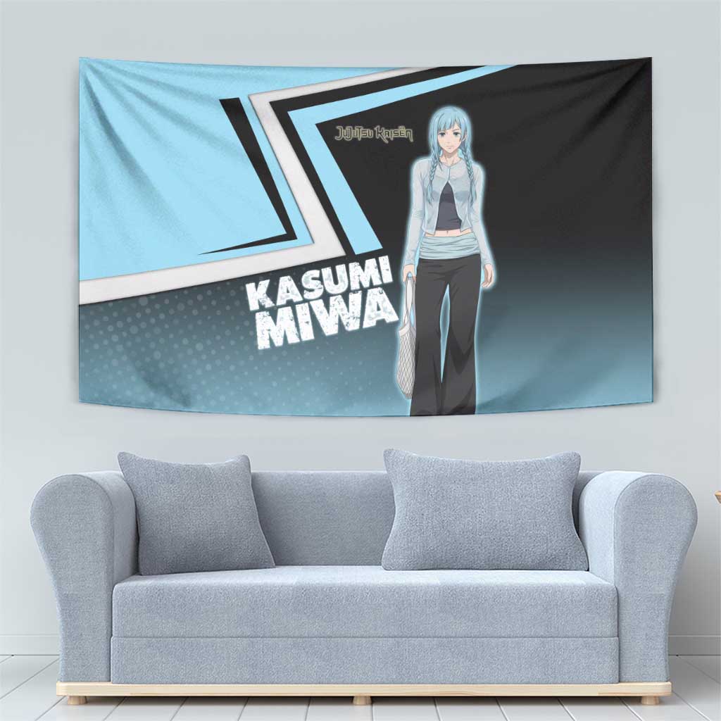Kasumi Miwa Tapestry Blue Gradient Anime Style