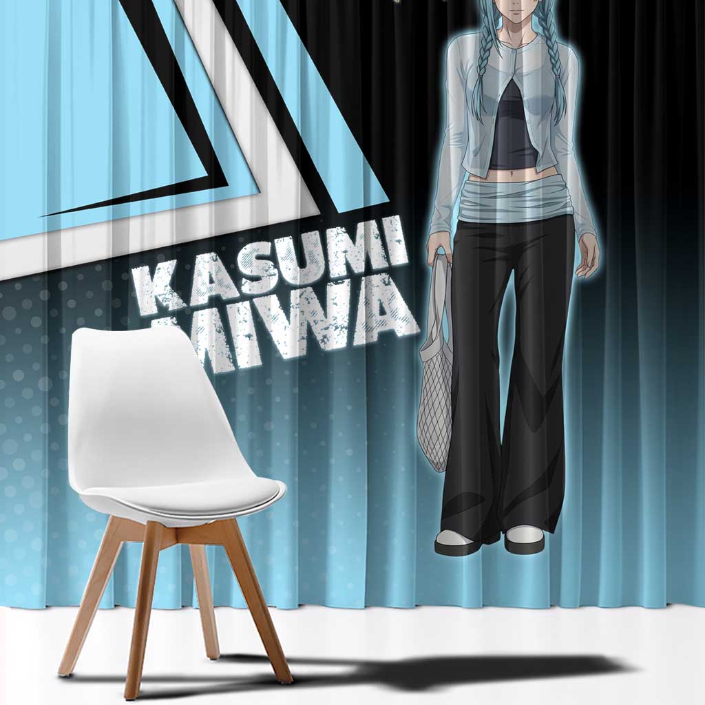 Kasumi Miwa Window Curtain Blue Gradient Anime Style