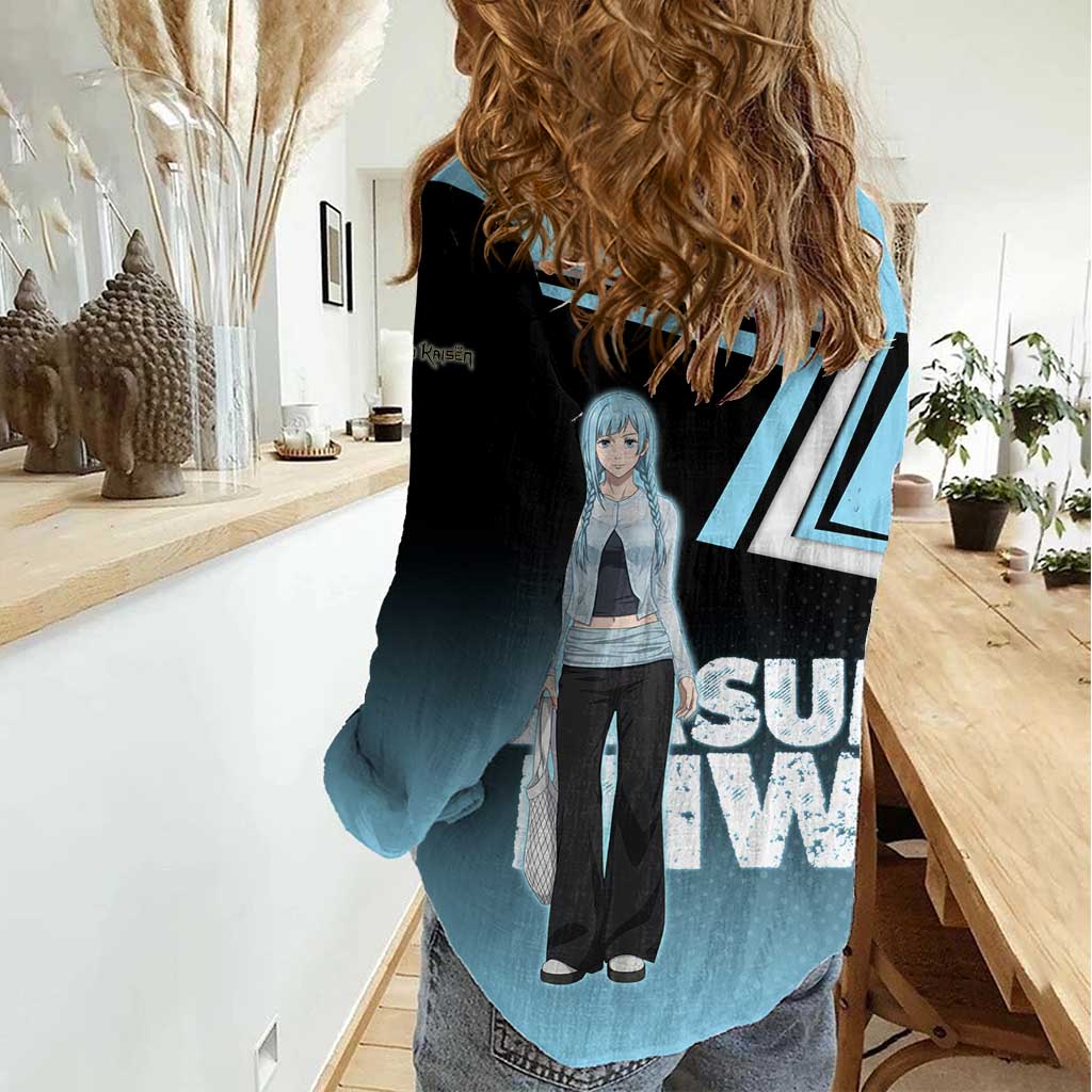 Kasumi Miwa Women Casual Shirt Blue Gradient Anime Style