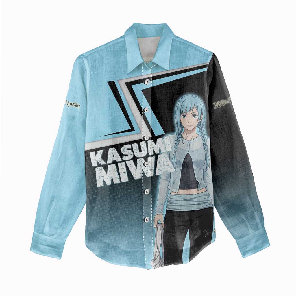 Kasumi Miwa Women Casual Shirt Blue Gradient Anime Style