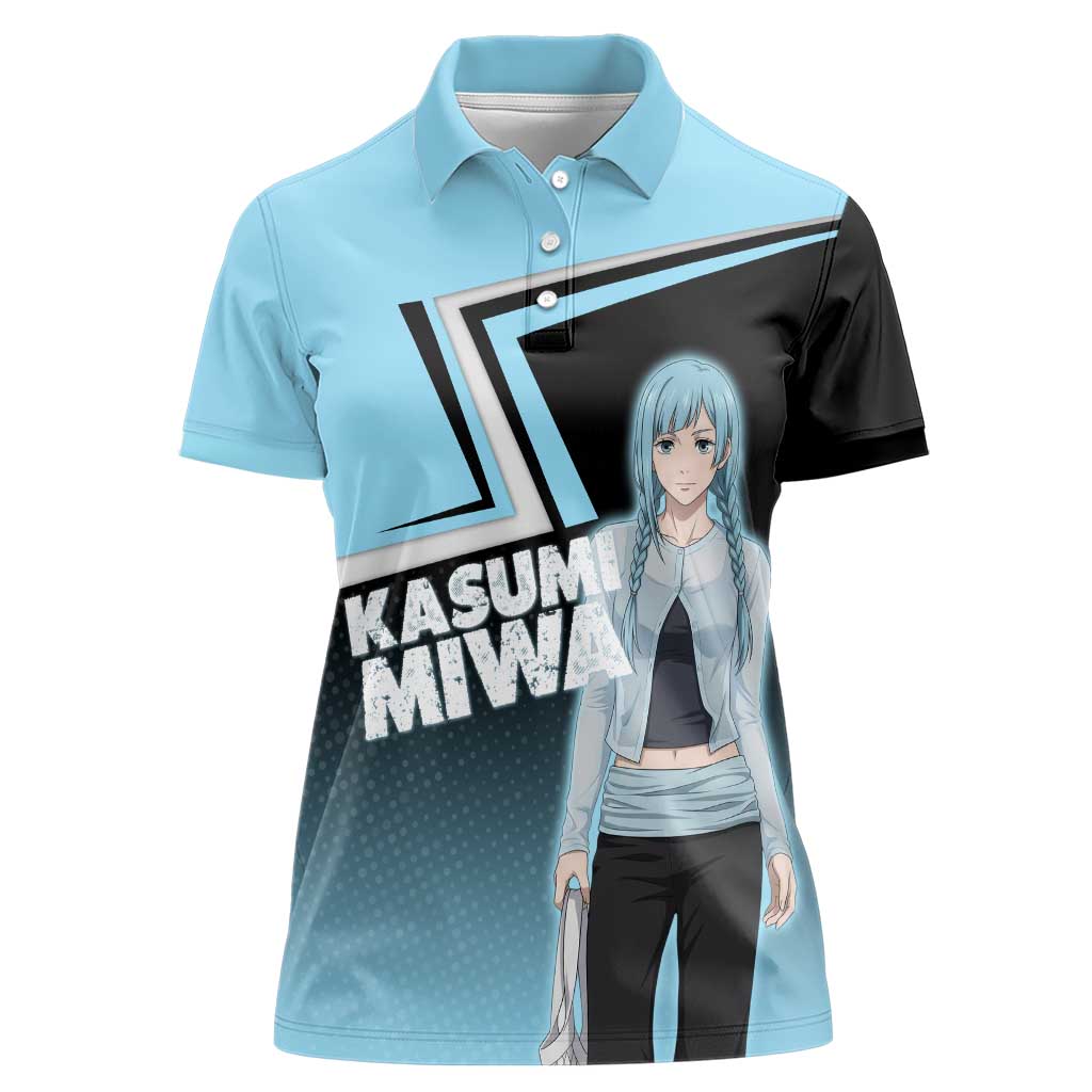 Kasumi Miwa Women Polo Shirt Blue Gradient Anime Style