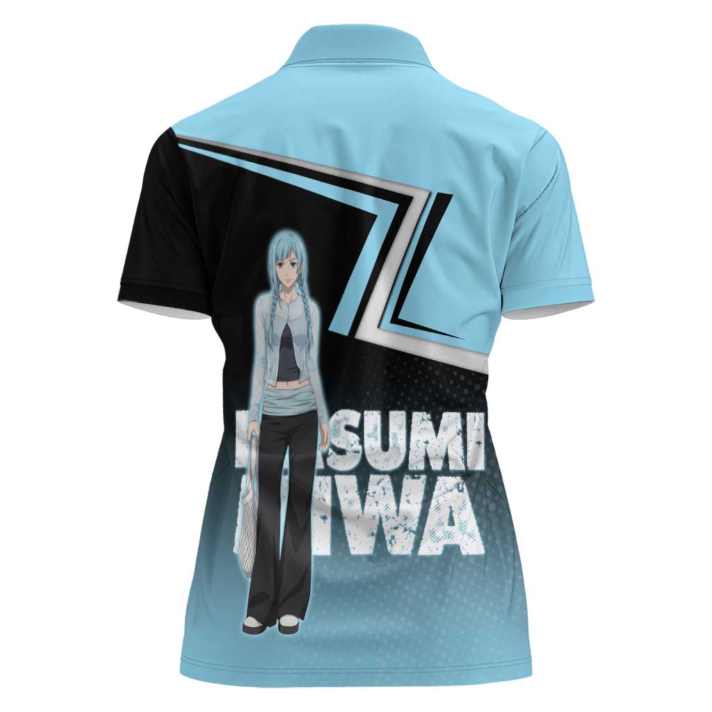 Kasumi Miwa Women Polo Shirt Blue Gradient Anime Style