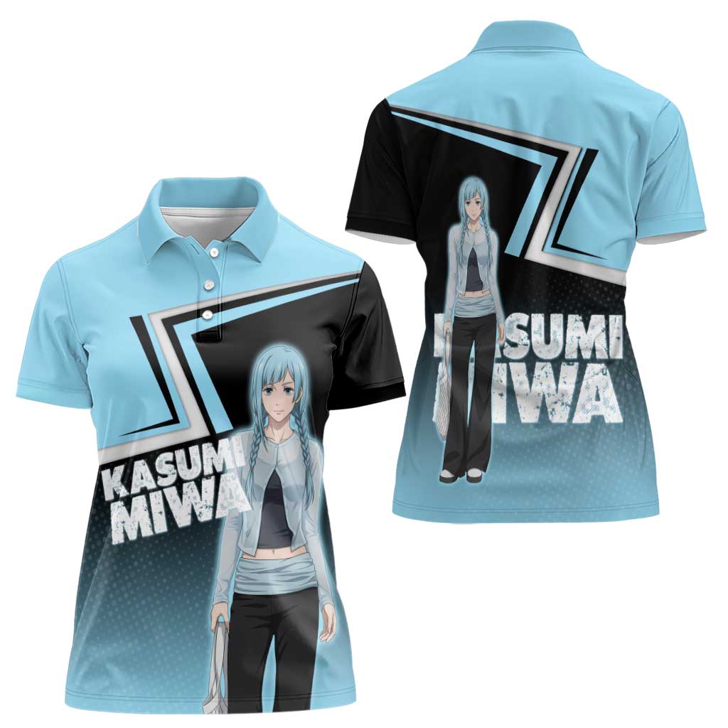 Kasumi Miwa Women Polo Shirt Blue Gradient Anime Style