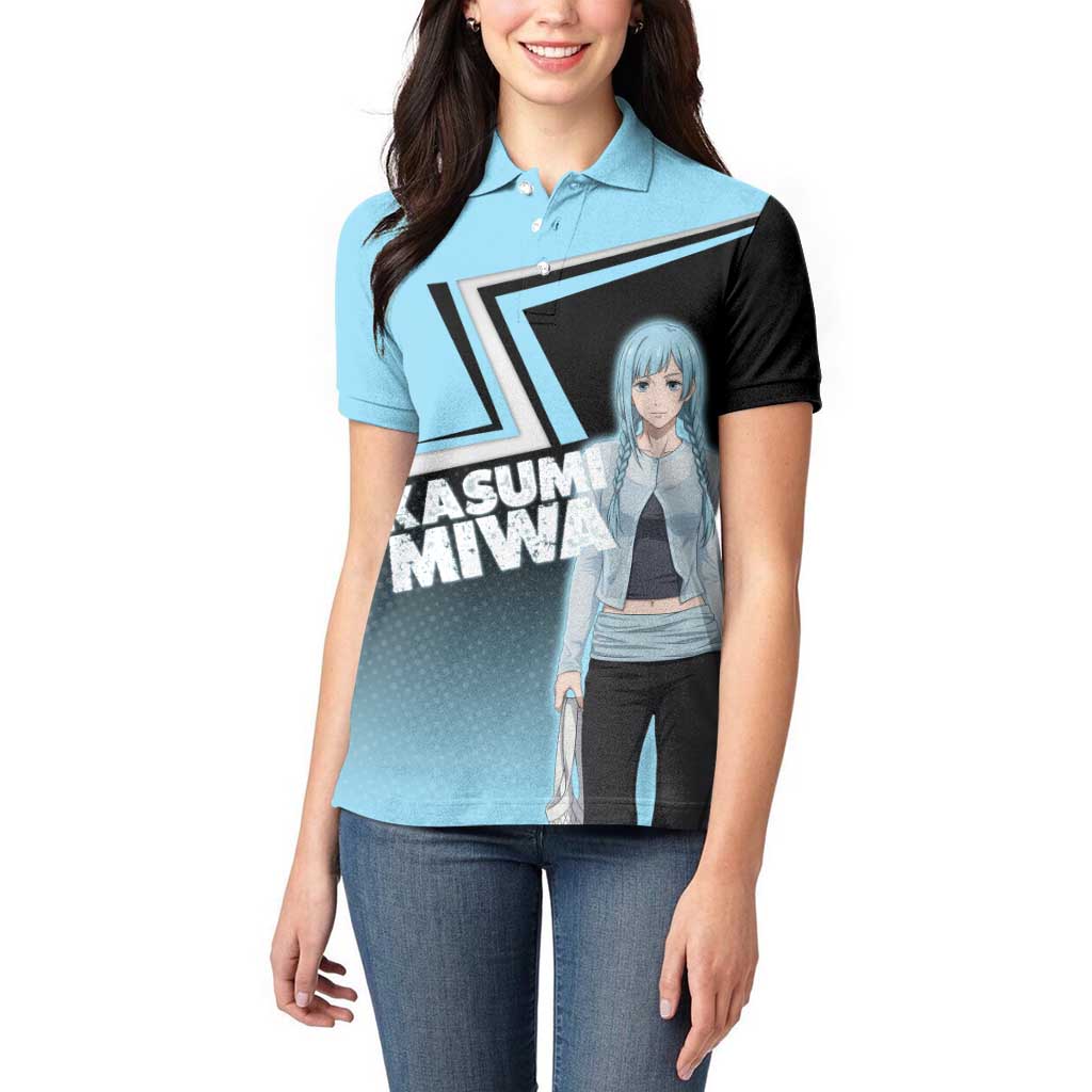 Kasumi Miwa Women Polo Shirt Blue Gradient Anime Style