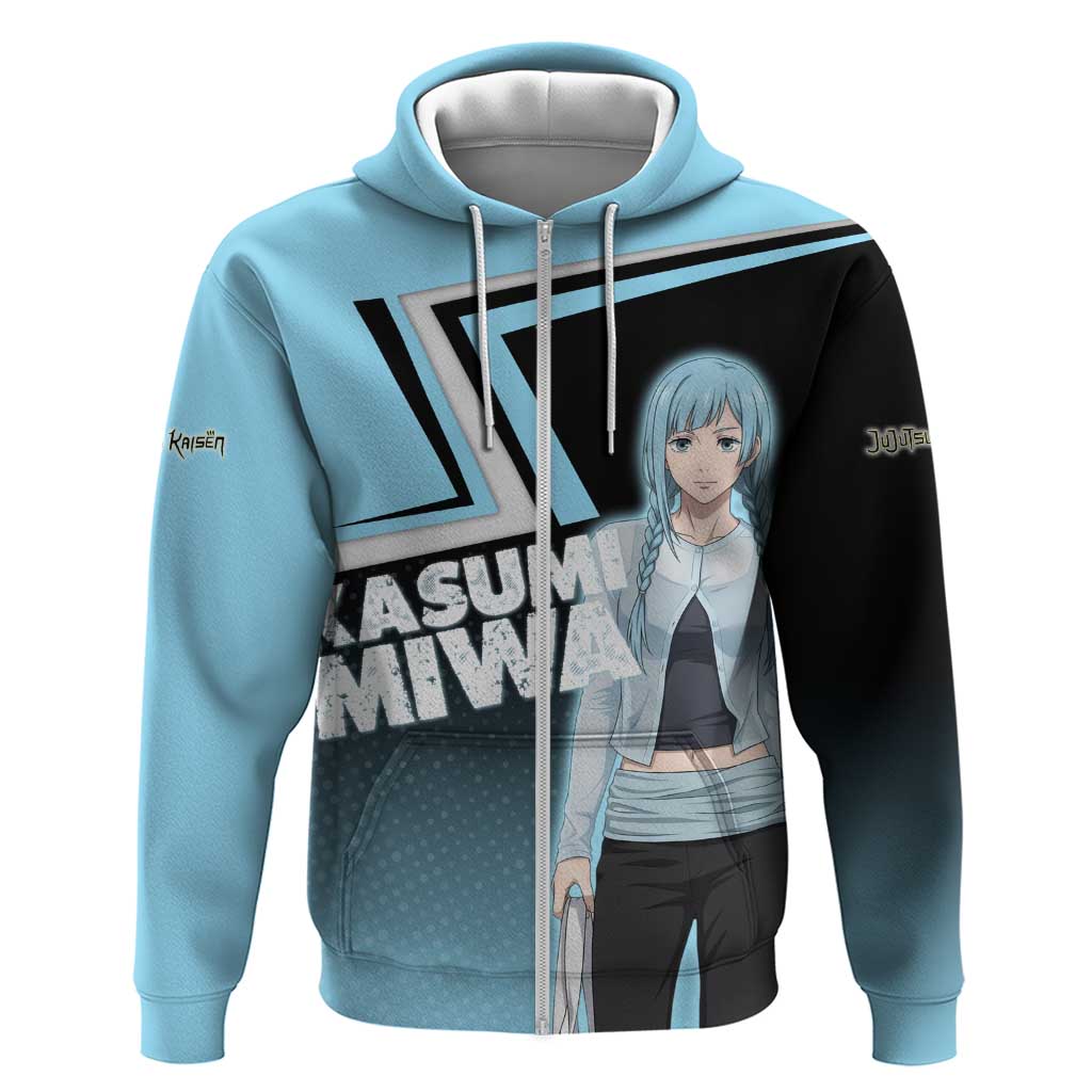 Kasumi Miwa Zip Hoodie Blue Gradient Anime Style