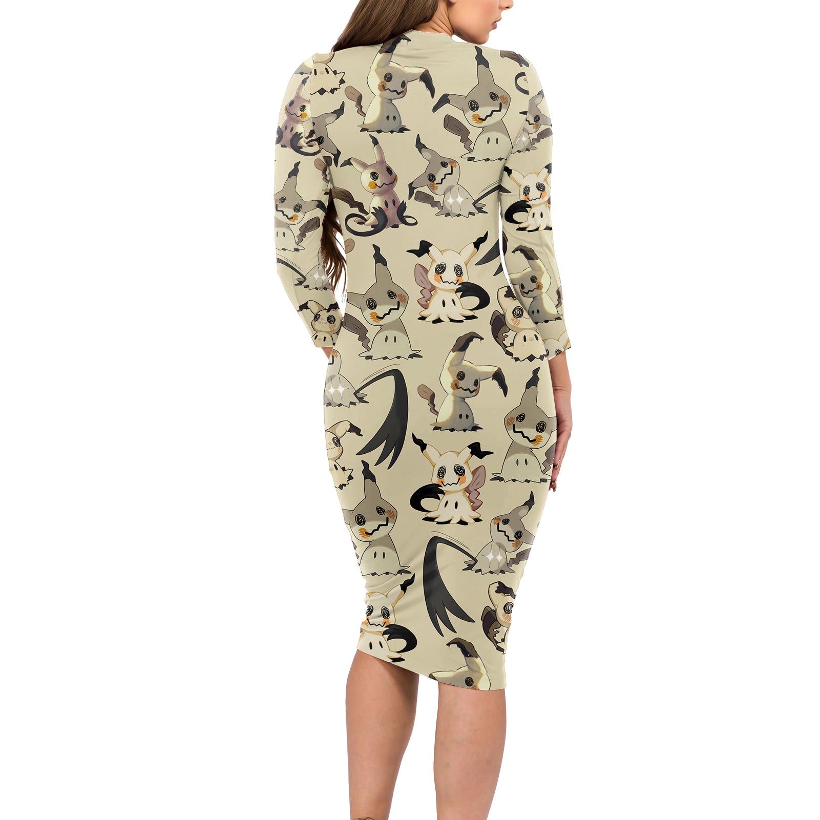 Mimikyu - Pattern Style Long Sleeve Bodycon Dress