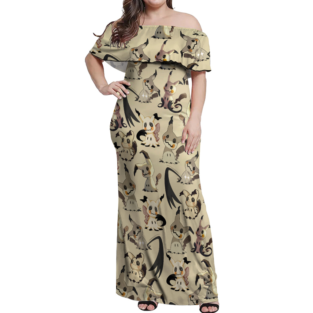 Mimikyu - Pattern Style Off Shoulder Maxi Dress