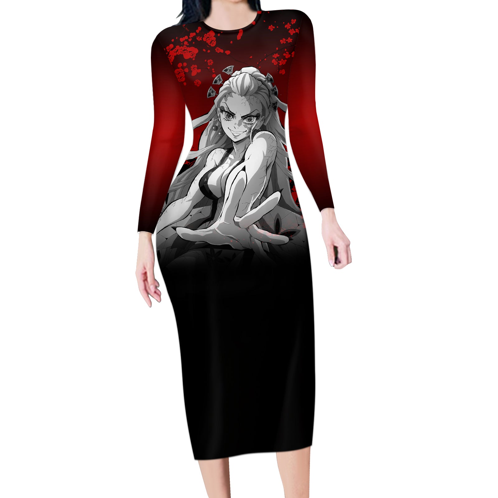 Daki - Japan Art Long Sleeve Bodycon Dress