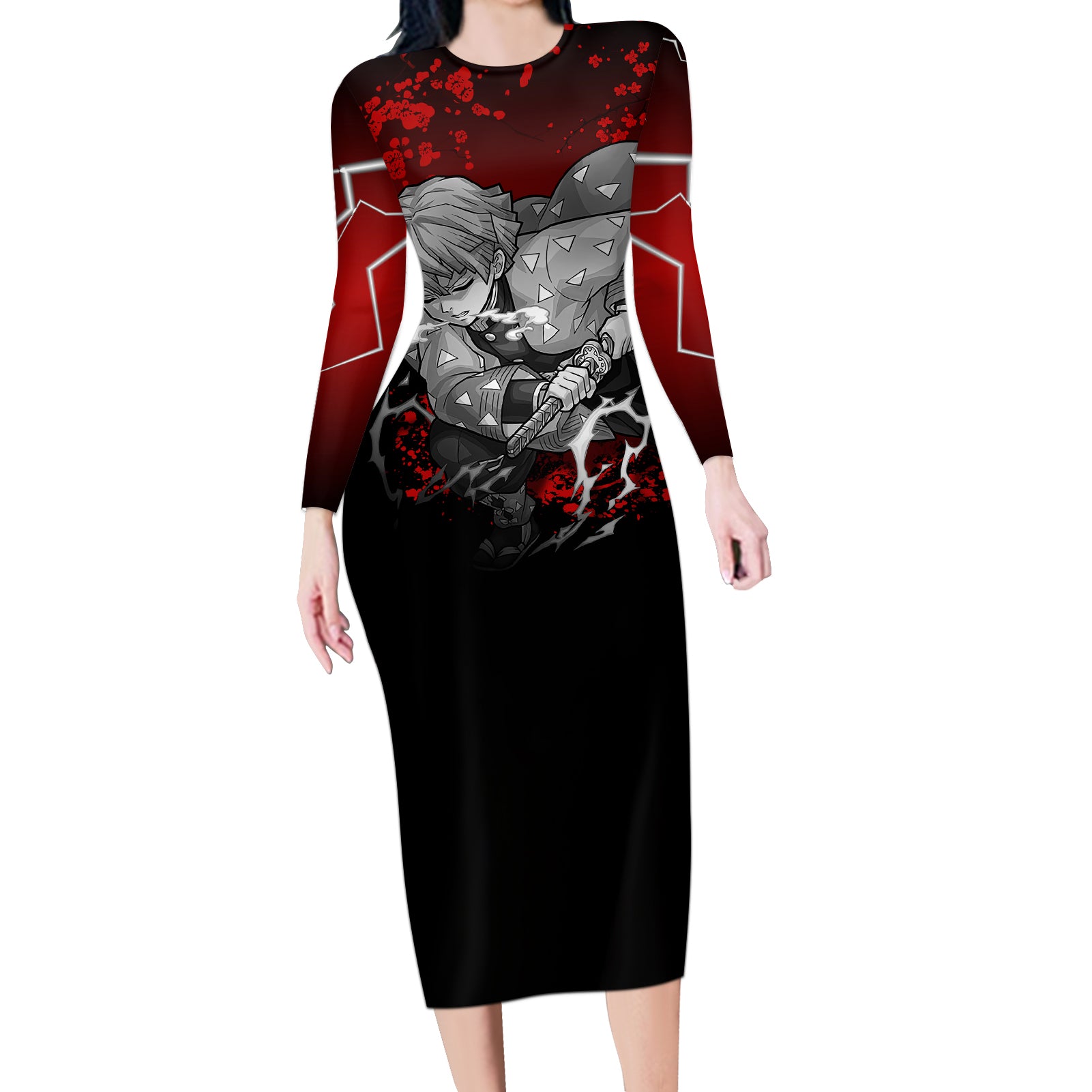 Zenitsu - Japan Art Long Sleeve Bodycon Dress