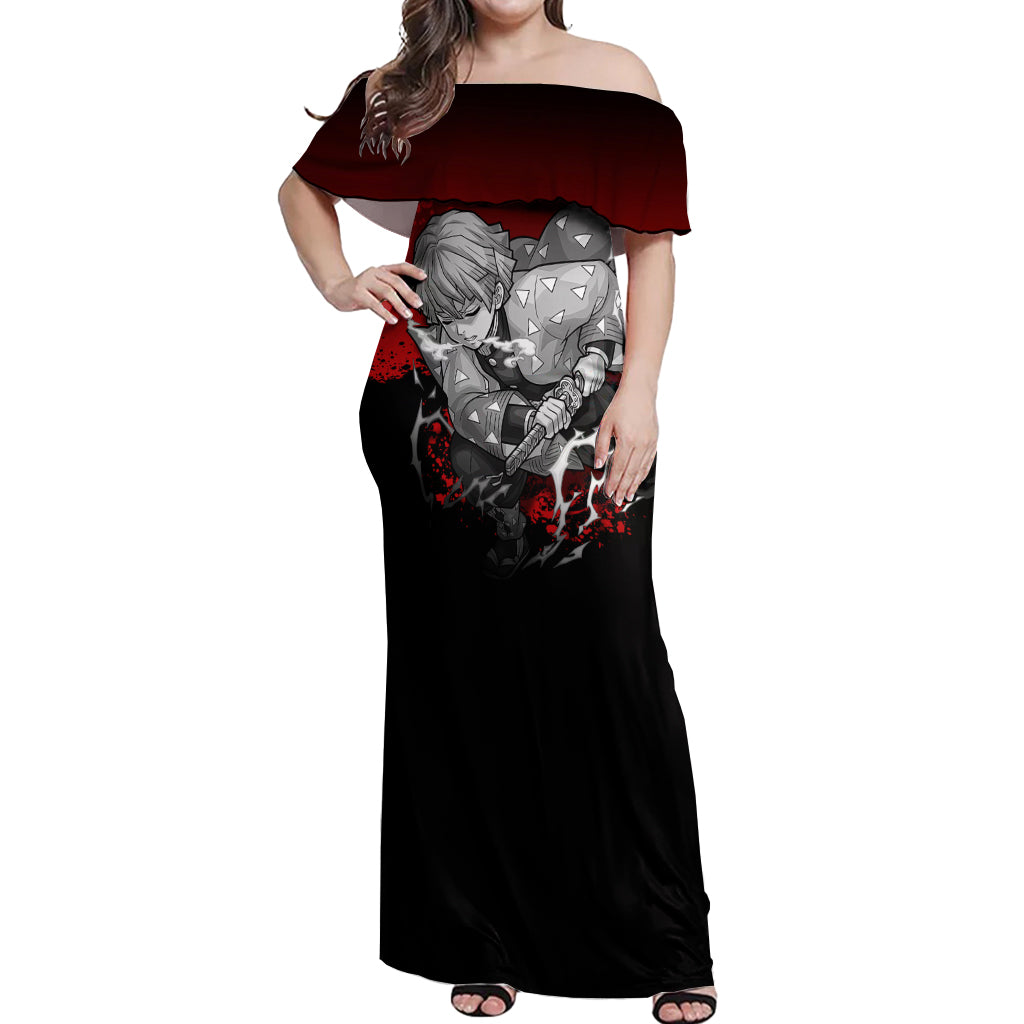 Zenitsu - Japan Art Off Shoulder Maxi Dress