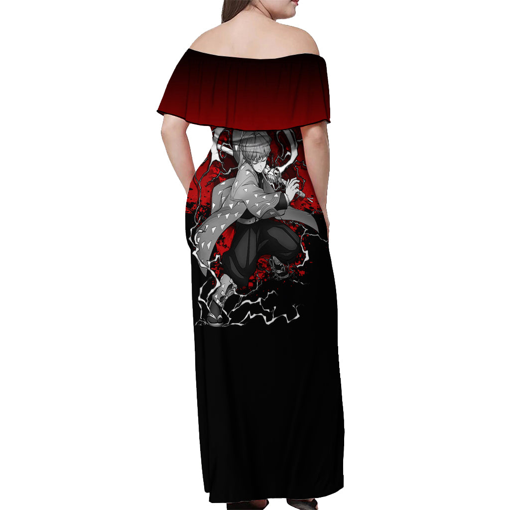 Zenitsu - Japan Art Off Shoulder Maxi Dress