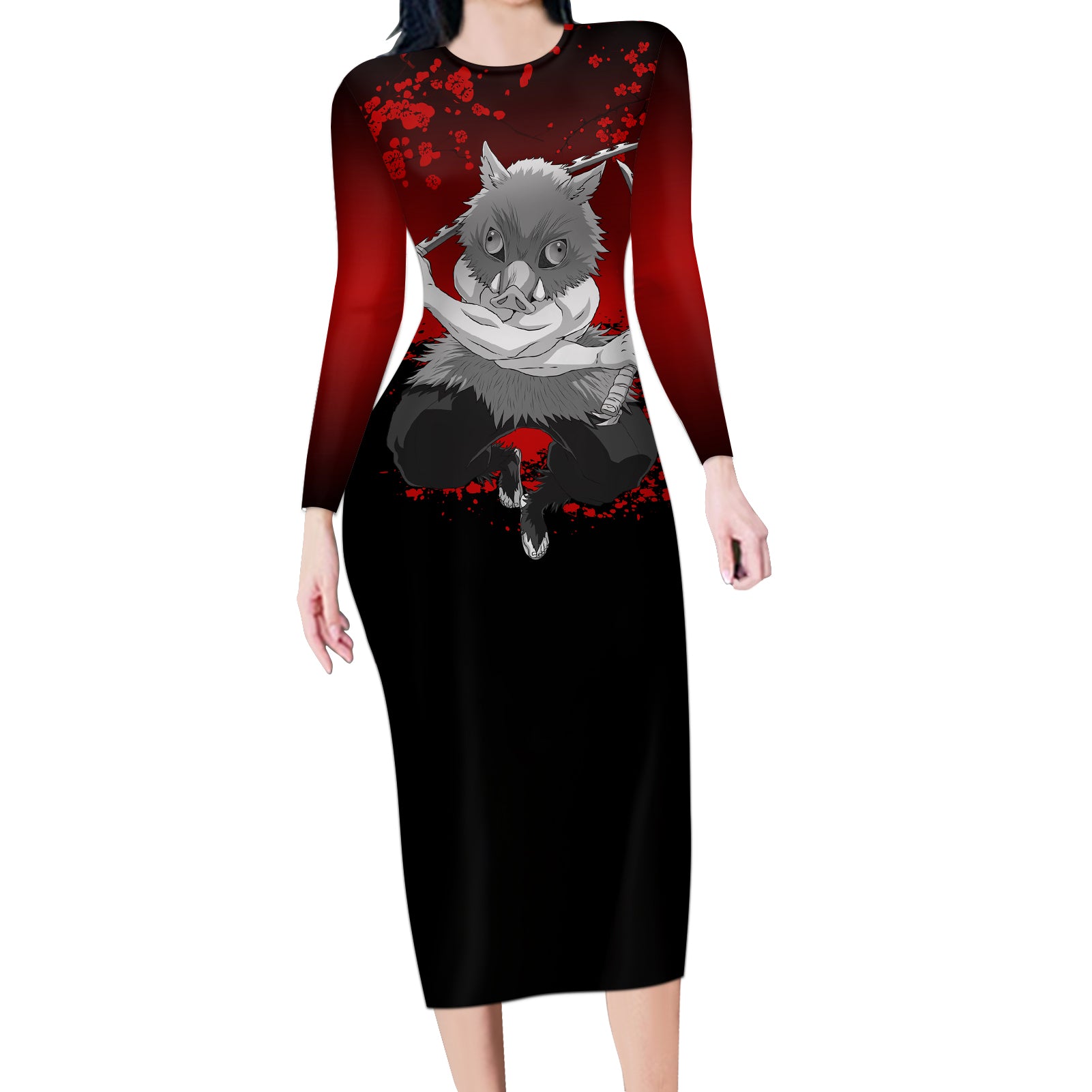 Inosuke - Japan Art Long Sleeve Bodycon Dress