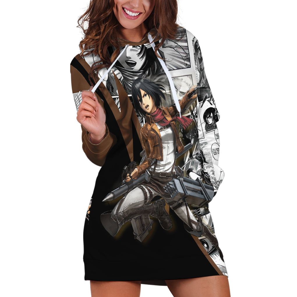 Mikasa Ackerman - Manga Style Hoodie Dress