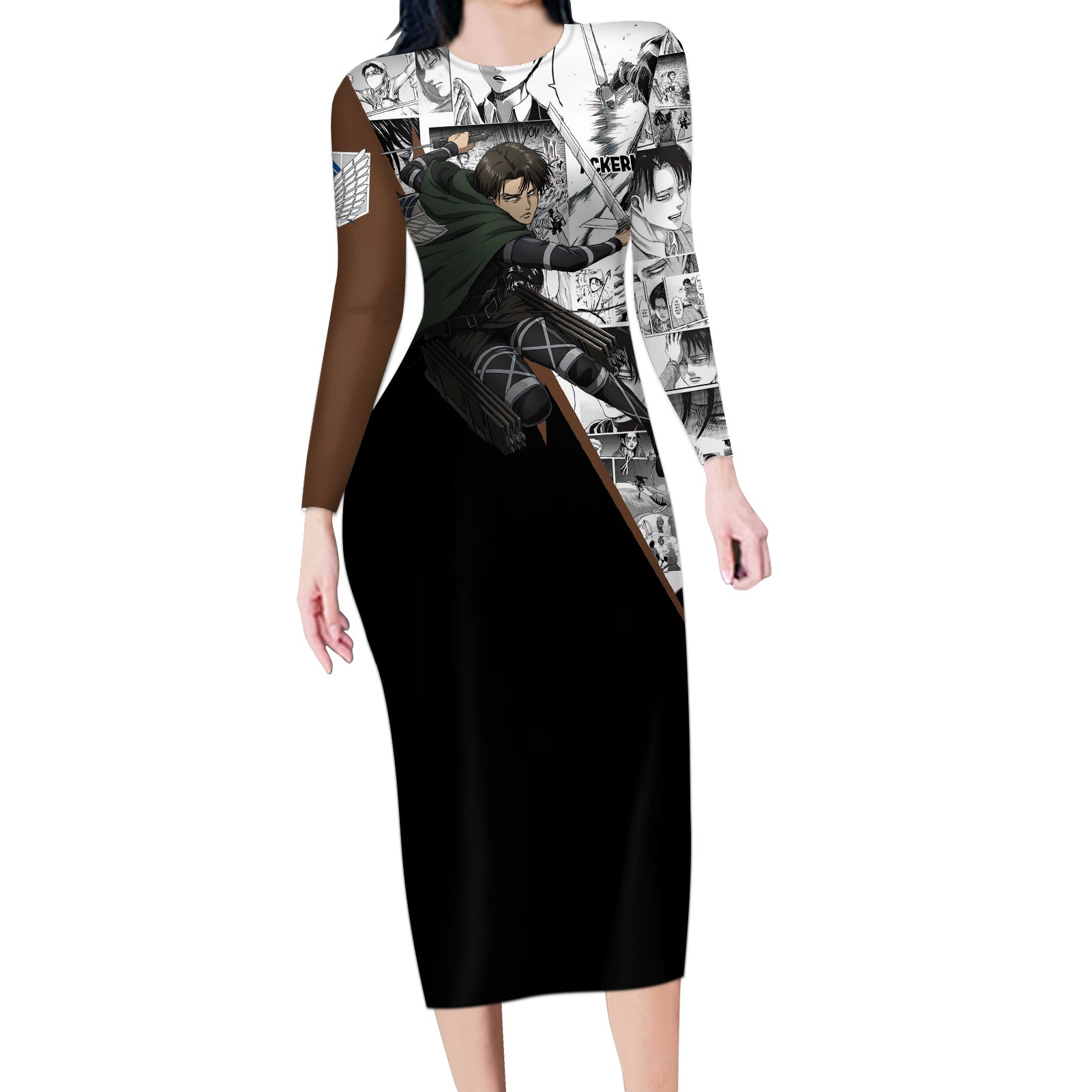 Levi Ackerman - Manga Style Long Sleeve Bodycon Dress