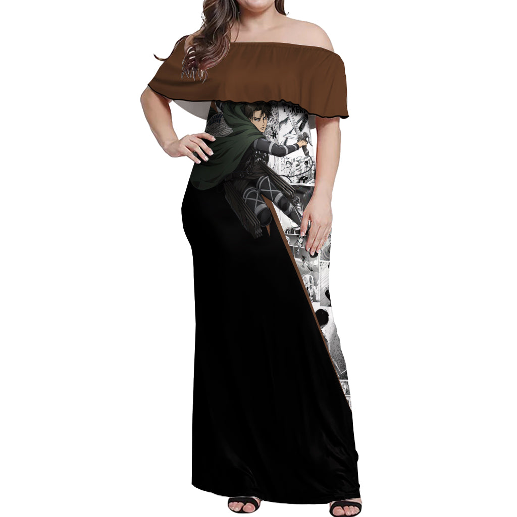Levi Ackerman - Manga Style Off Shoulder Maxi Dress