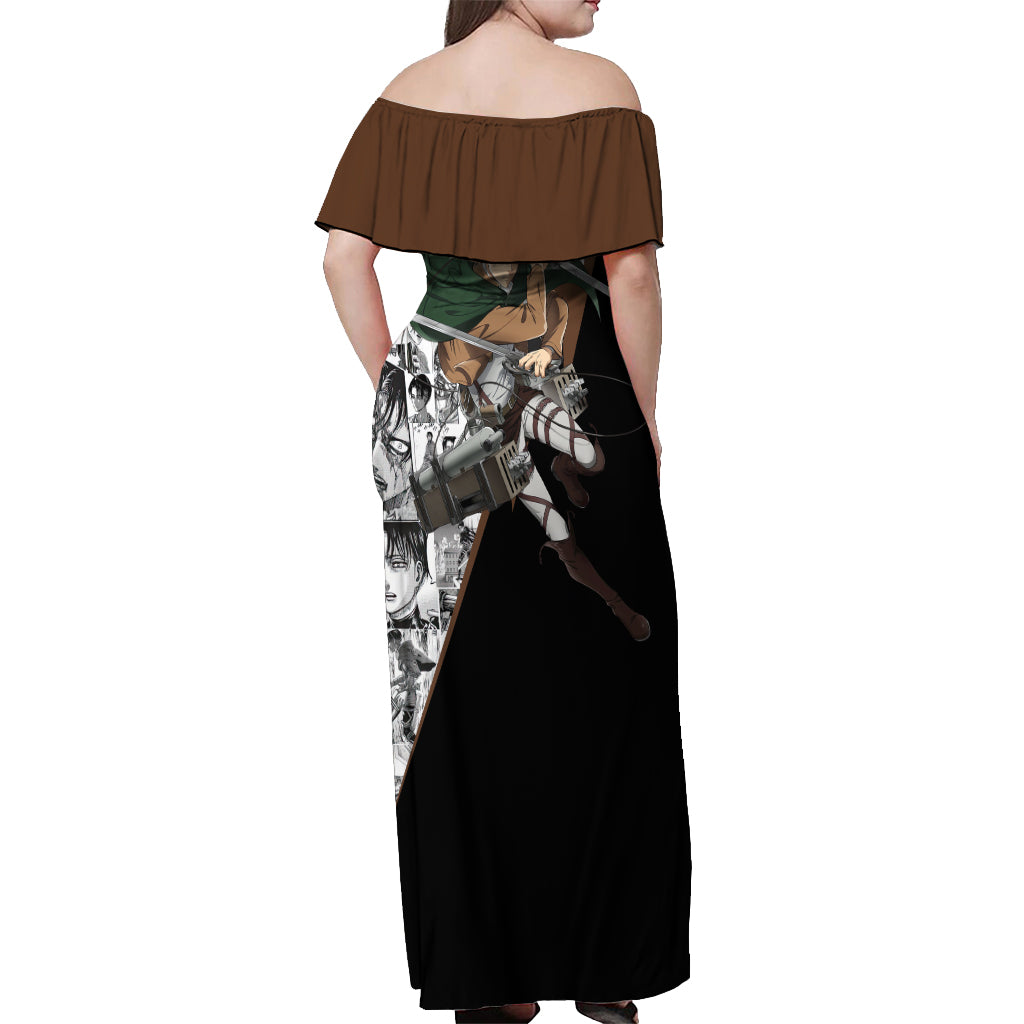 Levi Ackerman - Manga Style Off Shoulder Maxi Dress