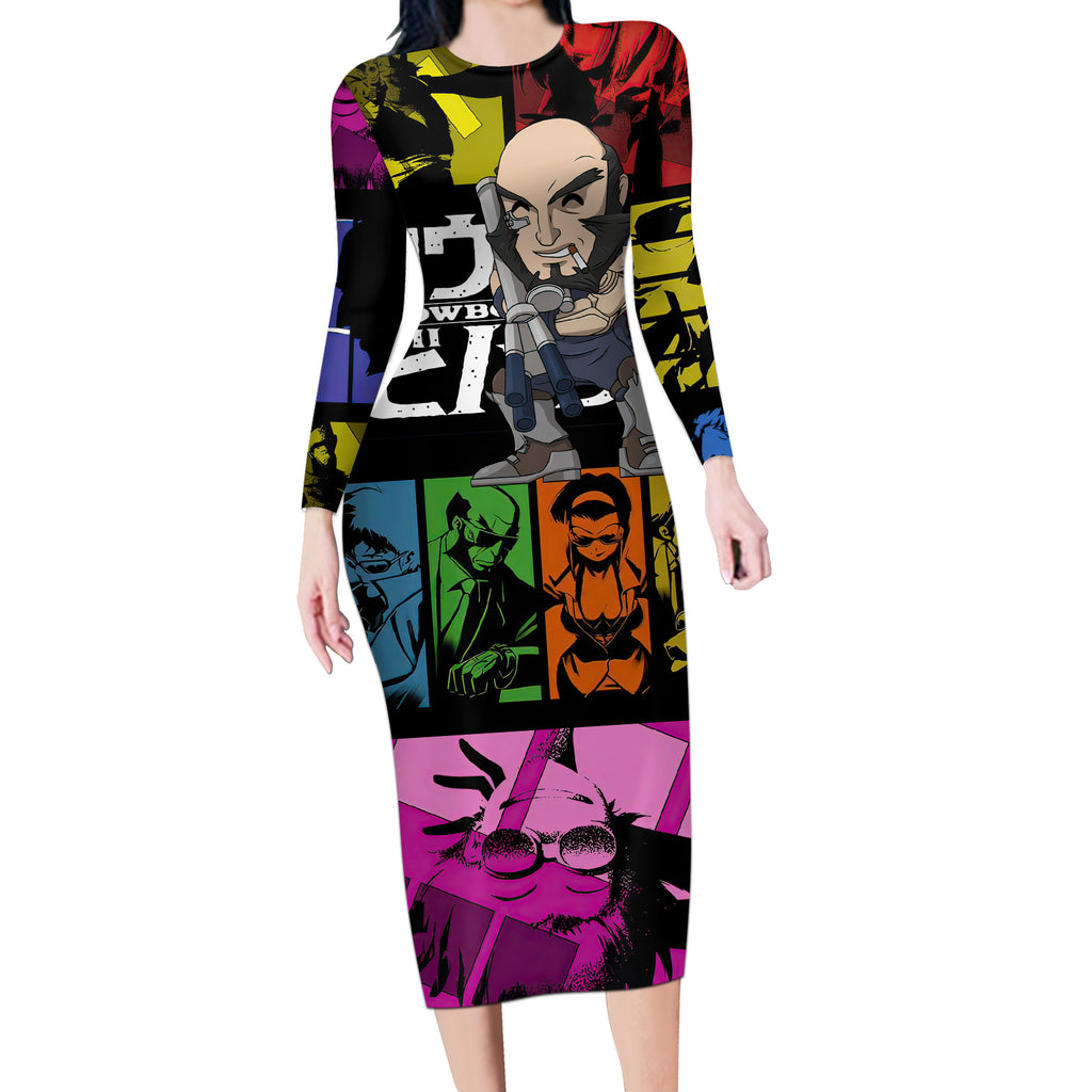 Black Jet Long Sleeve Bodycon Dress