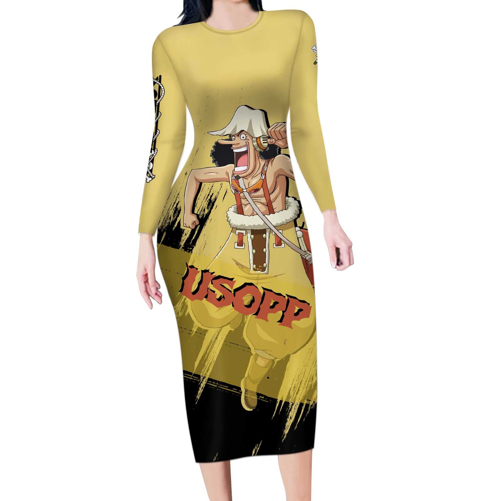 Usopp - One Piece Long Sleeve Bodycon Dress Anime Style