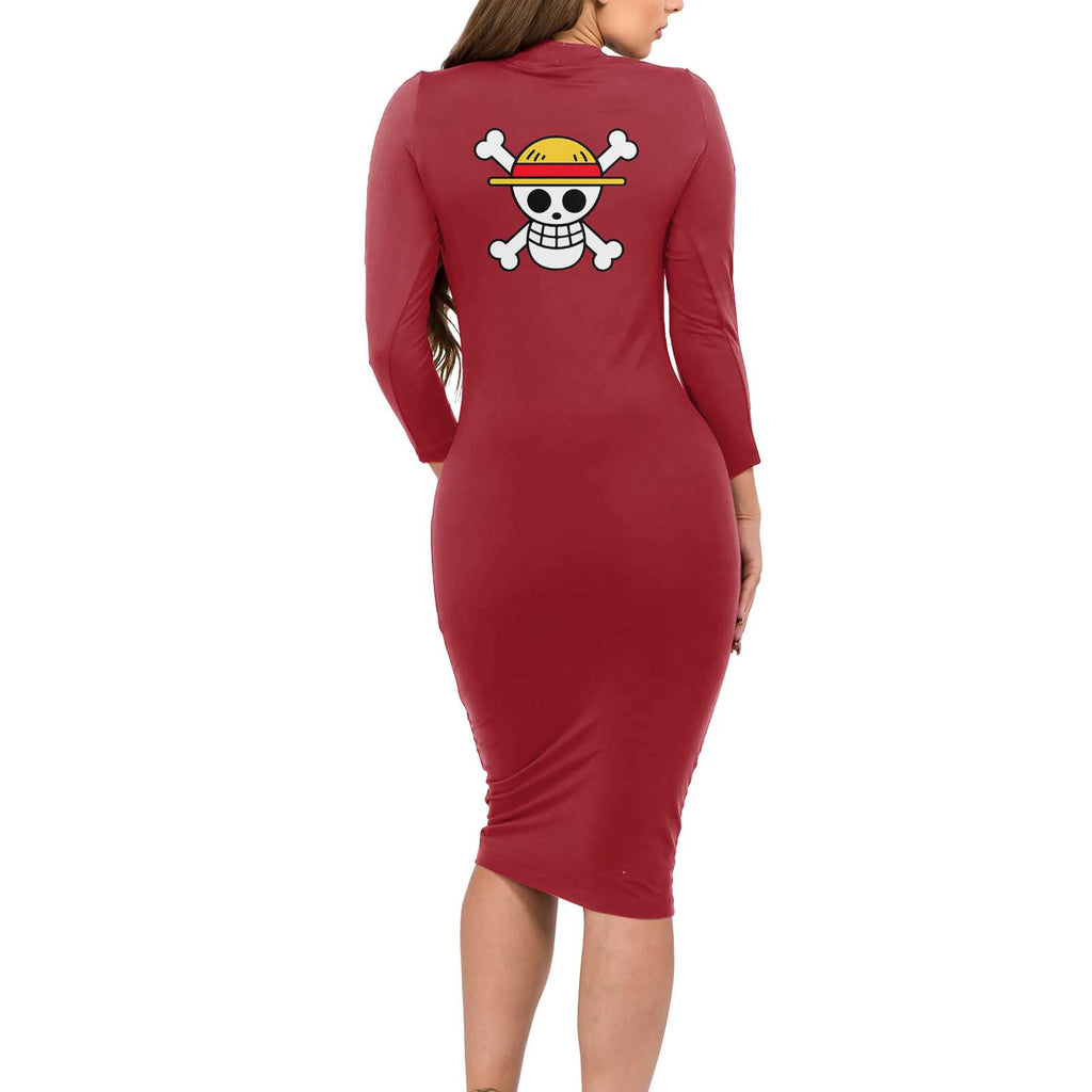 Monkey D. Luffy - One Piece Long Sleeve Bodycon Dress Anime Uniform Style
