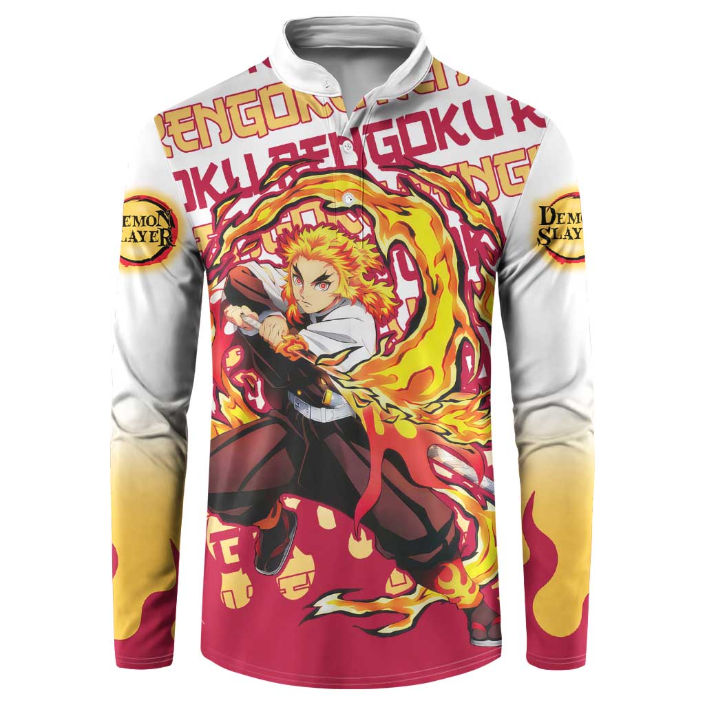 Kyojuro Rengoku - Demon Slayer Button Sweatshirt Anime Mix Pattern Style