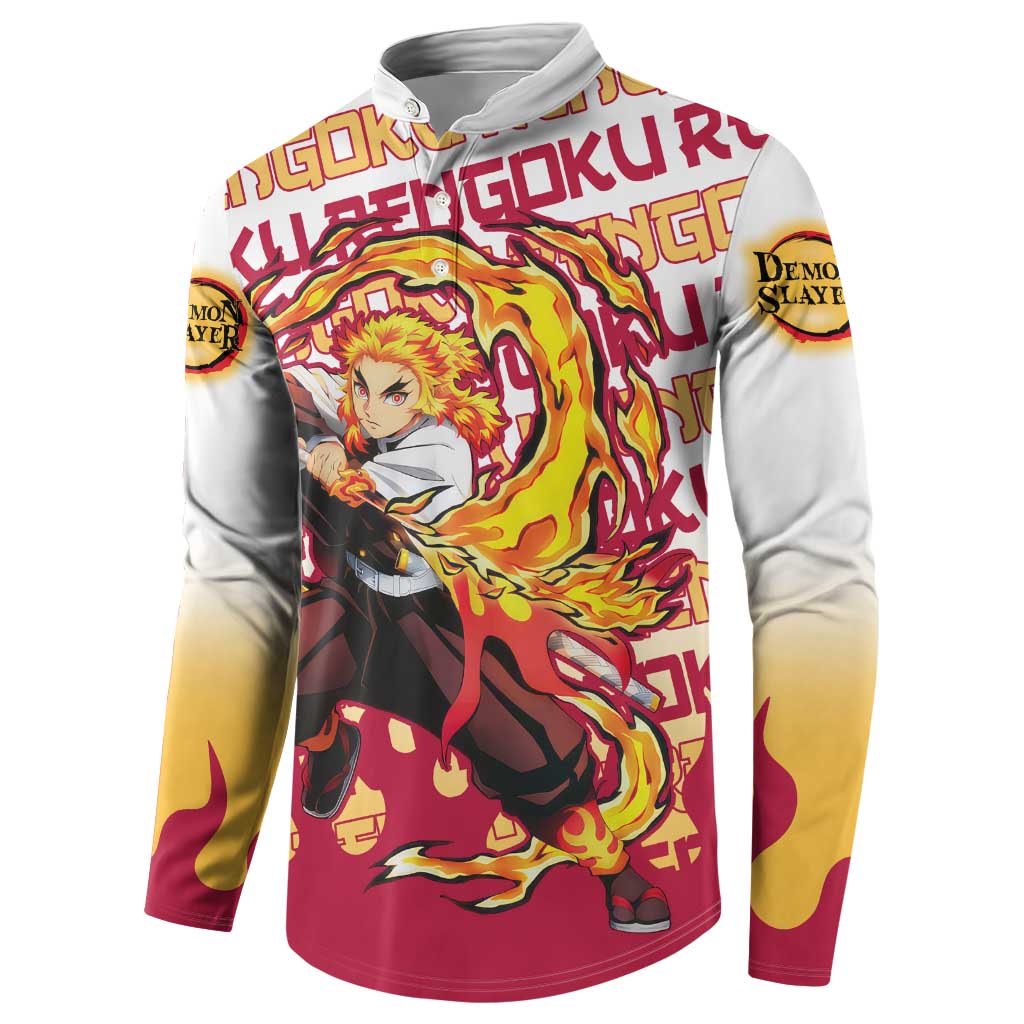 Kyojuro Rengoku - Demon Slayer Button Sweatshirt Anime Mix Pattern Style