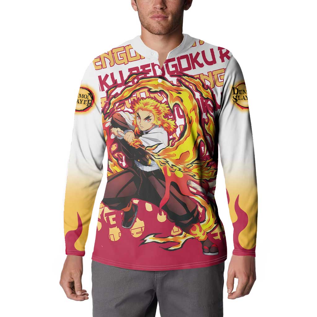 Kyojuro Rengoku - Demon Slayer Button Sweatshirt Anime Mix Pattern Style