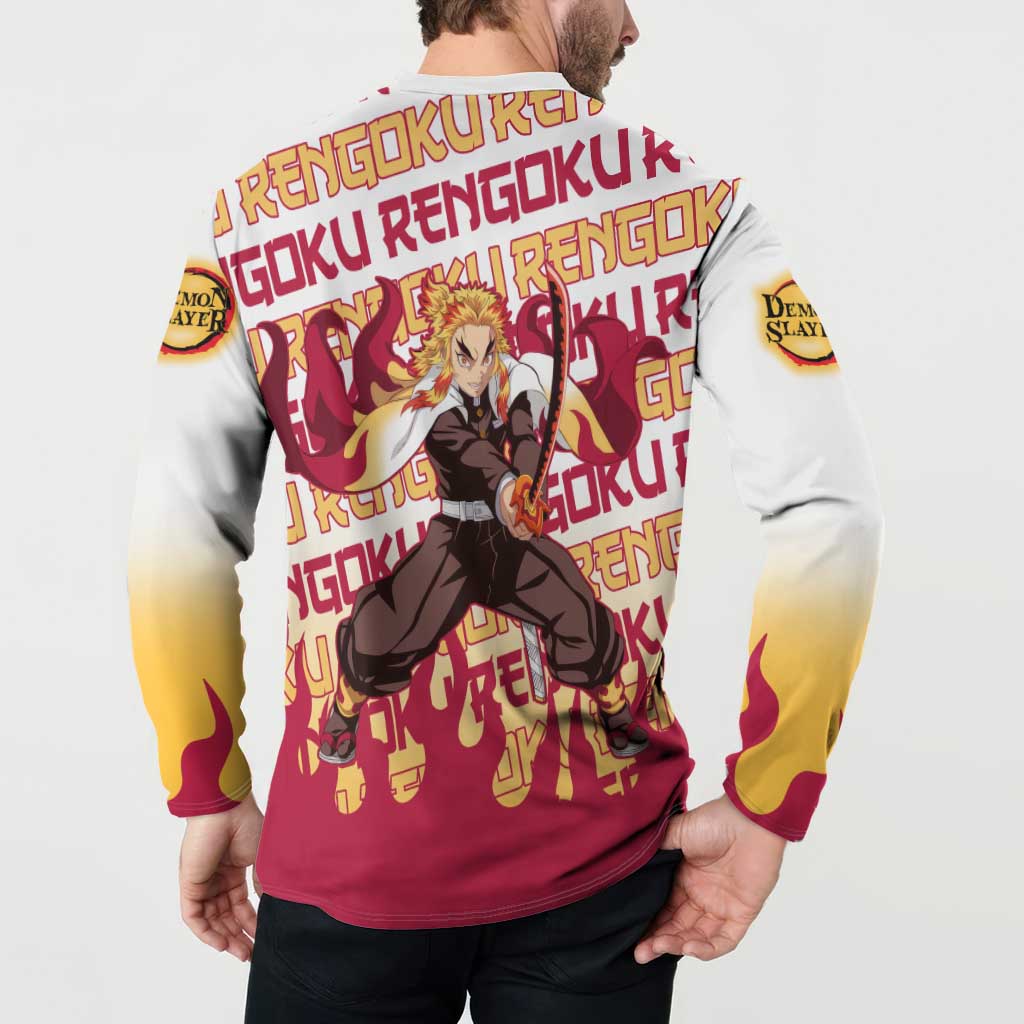 Kyojuro Rengoku - Demon Slayer Button Sweatshirt Anime Mix Pattern Style
