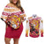 Kyojuro Rengoku - Demon Slayer Couples Matching Off Shoulder Short Dress and Long Sleeve Button Shirt Anime Mix Pattern Style