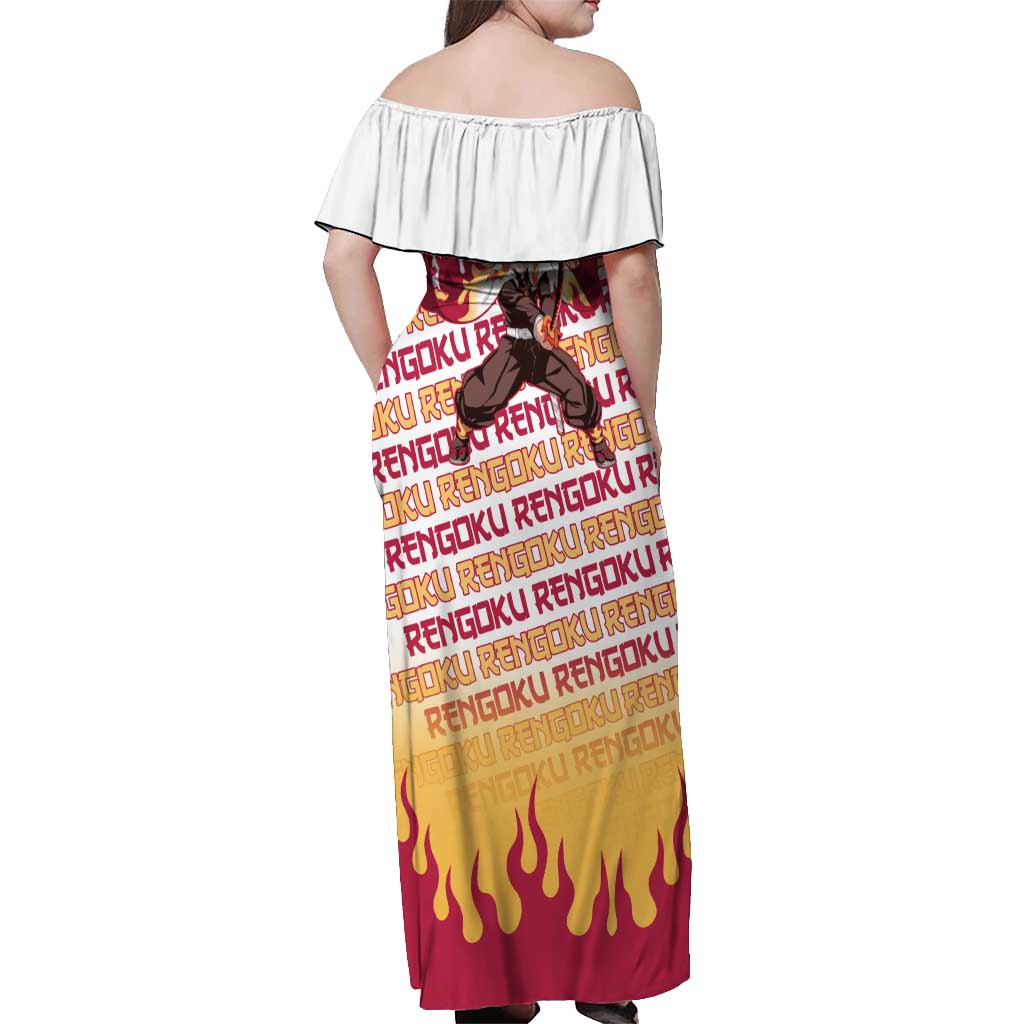 Kyojuro Rengoku - Demon Slayer Off Shoulder Maxi Dress Anime Mix Pattern Style