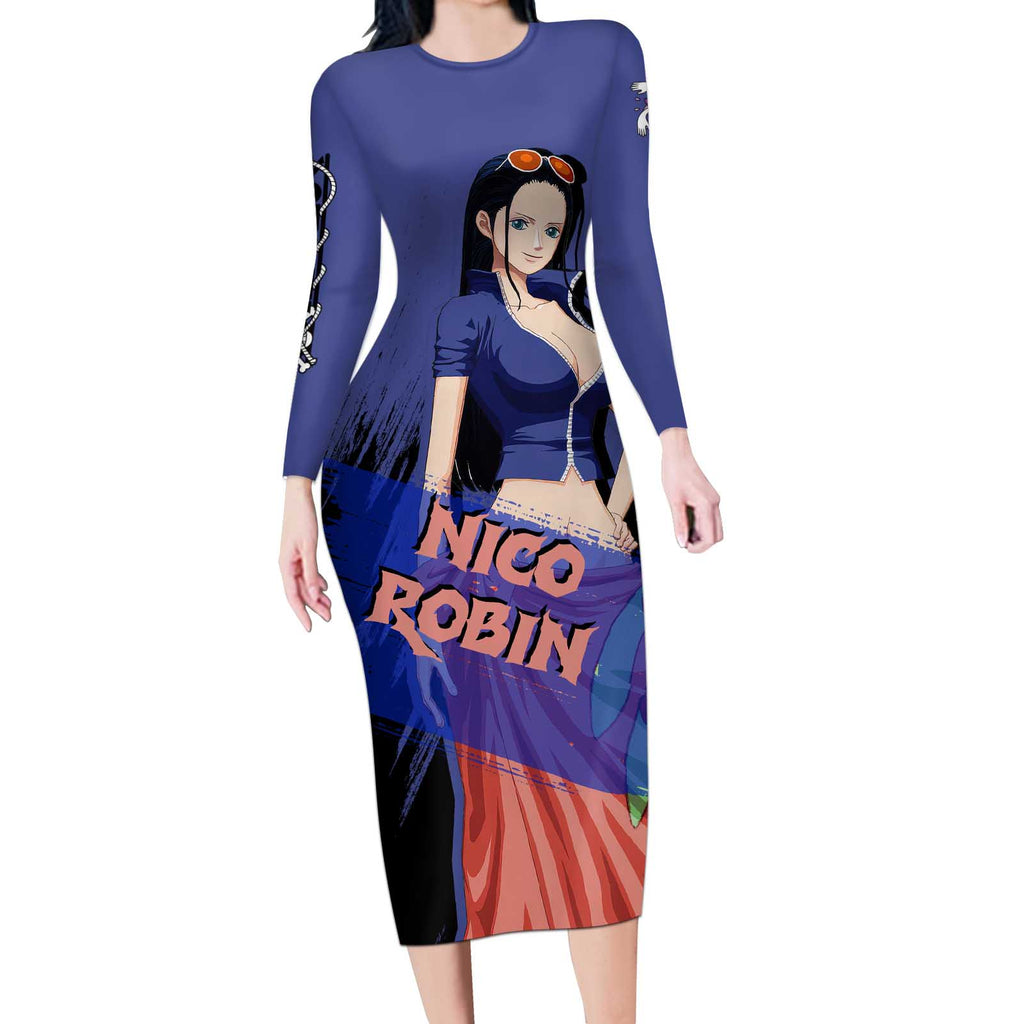 Nico Robin - One Piece Long Sleeve Bodycon Dress Anime Style