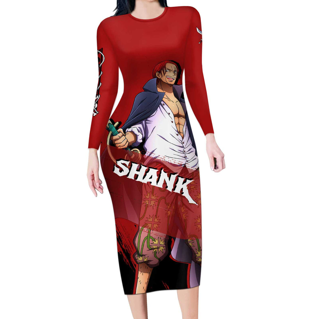 Emperor - Shank - One Piece Long Sleeve Bodycon Dress Anime Style