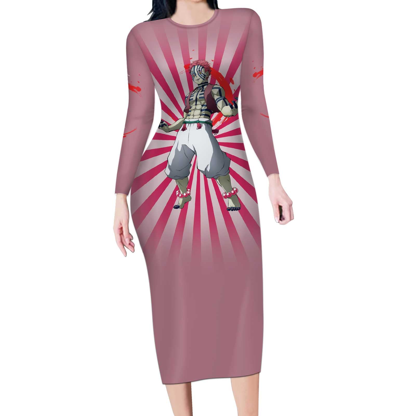 Akaza - Demon Slayer Long Sleeve Bodycon Dress Anime Style