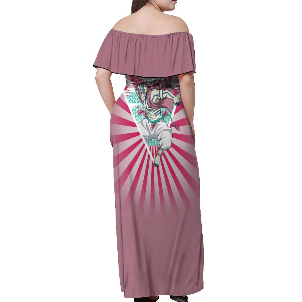 Akaza - Demon Slayer Off Shoulder Maxi Dress Anime Style