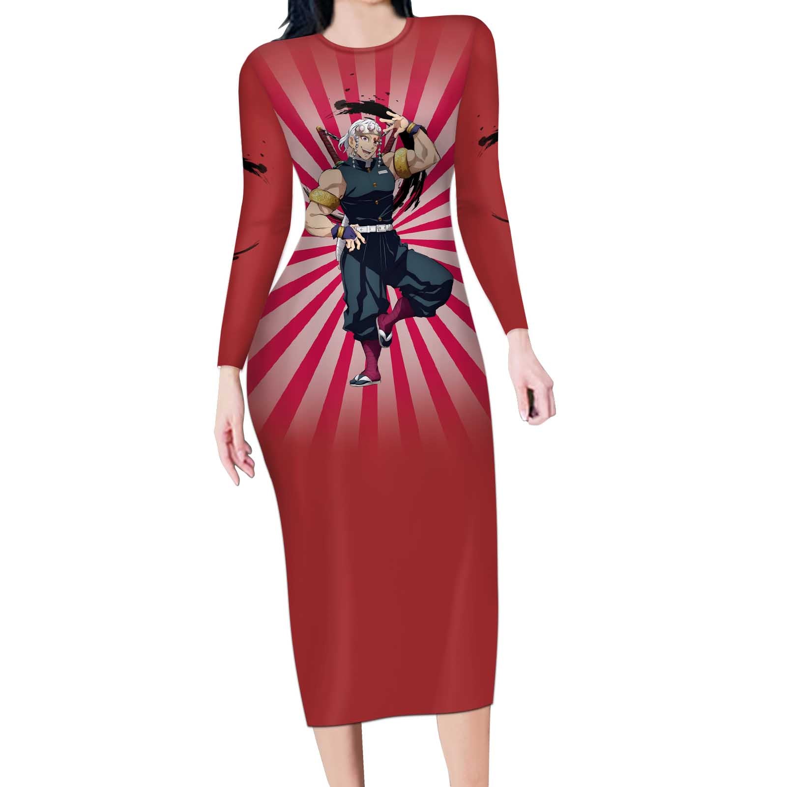 Tengen Uzui - Demon Slayer Long Sleeve Bodycon Dress Anime Style