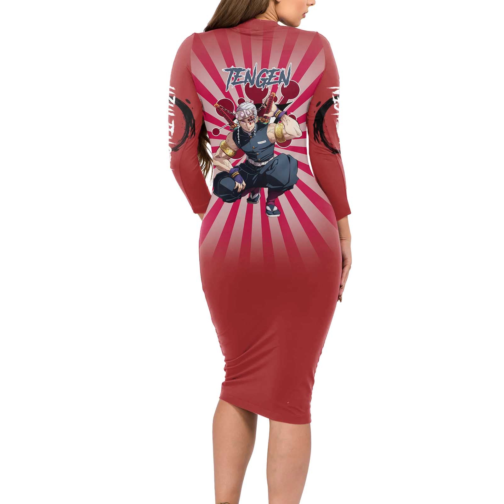 Tengen Uzui - Demon Slayer Long Sleeve Bodycon Dress Anime Style