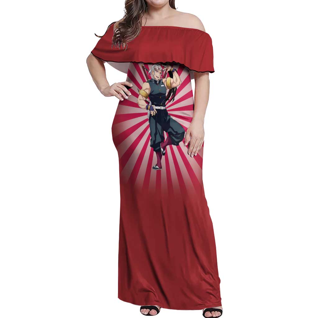 Tengen Uzui - Demon Slayer Off Shoulder Maxi Dress Anime Style