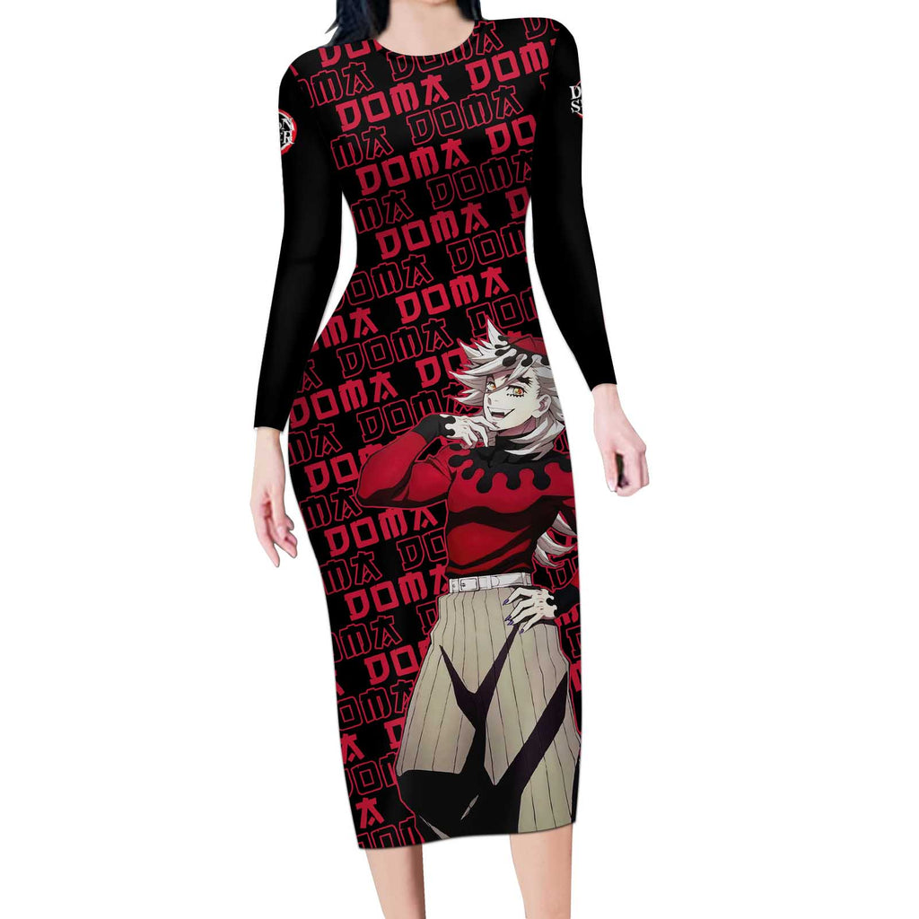 Doma - Demon Slayer Long Sleeve Bodycon Dress Anime Mix Pattern Style