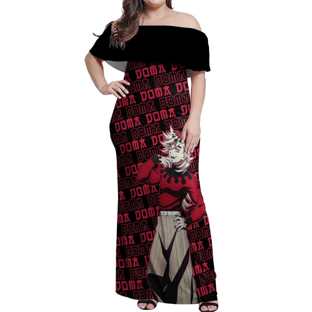 Doma - Demon Slayer Off Shoulder Maxi Dress Anime Mix Pattern Style