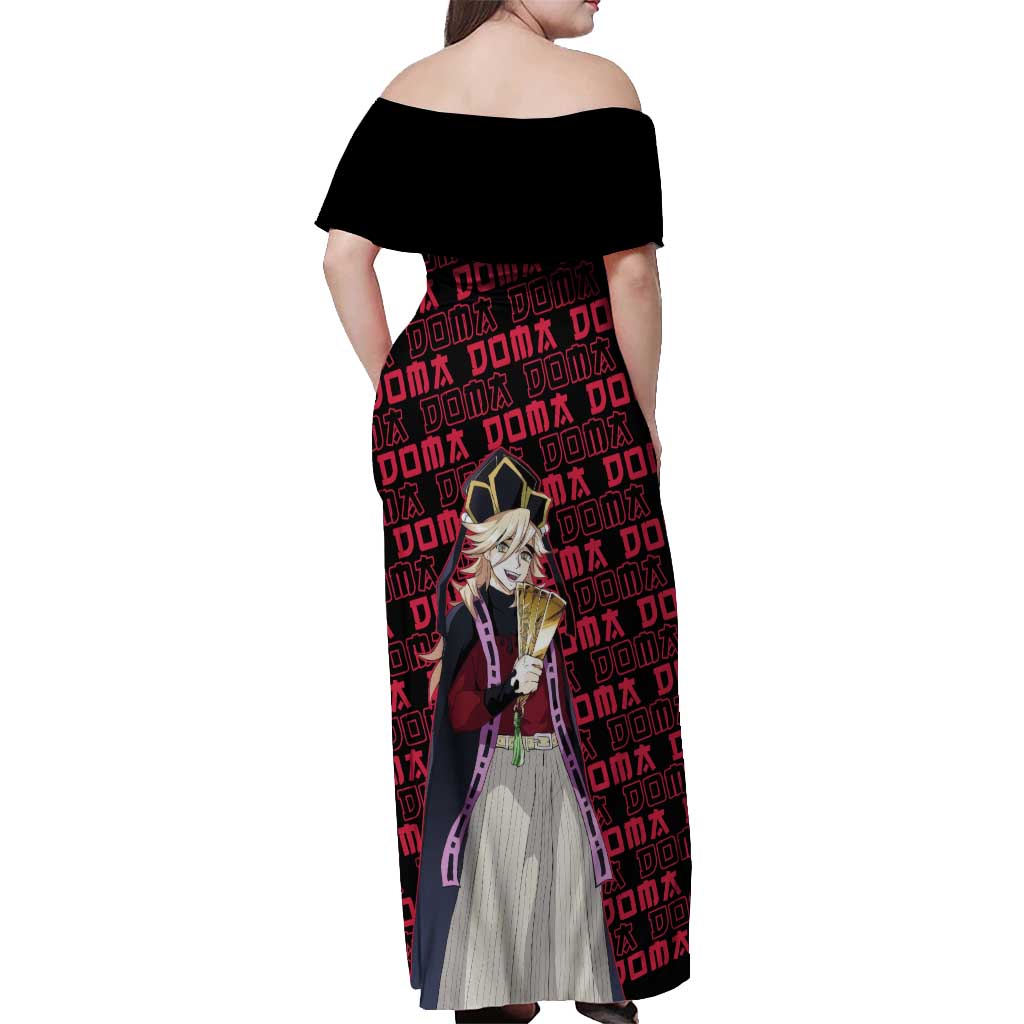 Doma - Demon Slayer Off Shoulder Maxi Dress Anime Mix Pattern Style