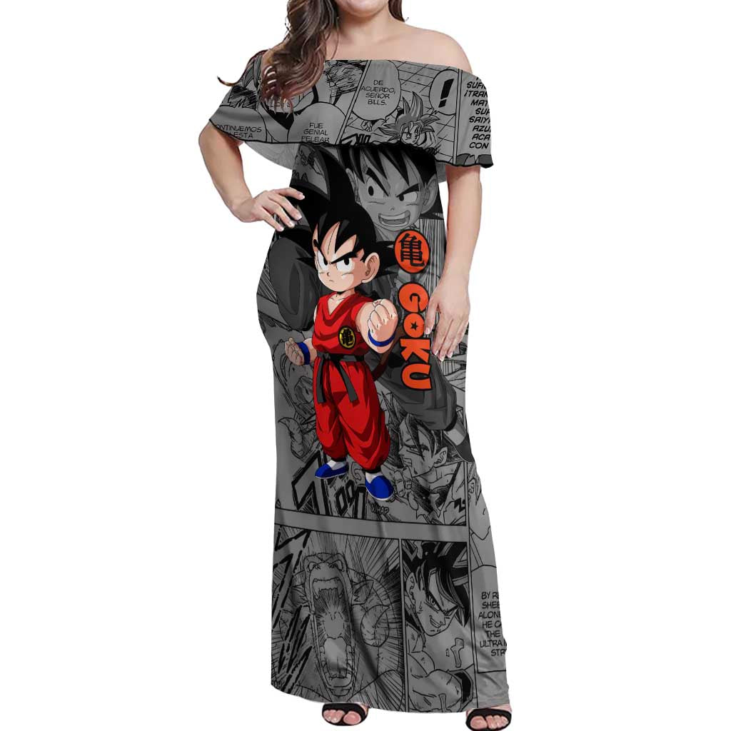 Goku Kid - Dragon Ball Off Shoulder Maxi Dress Anime Mix Manga Style
