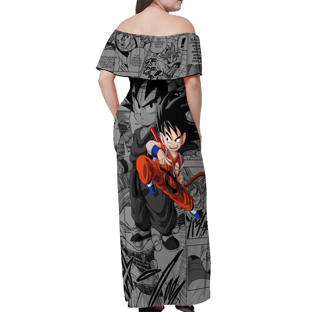 Goku Kid - Dragon Ball Off Shoulder Maxi Dress Anime Mix Manga Style