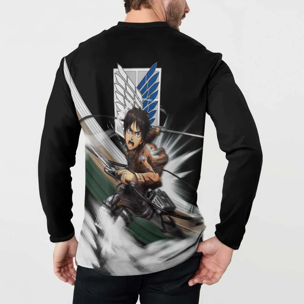 Eren Yeager - Attack On Titan Button Sweatshirt Anime Style