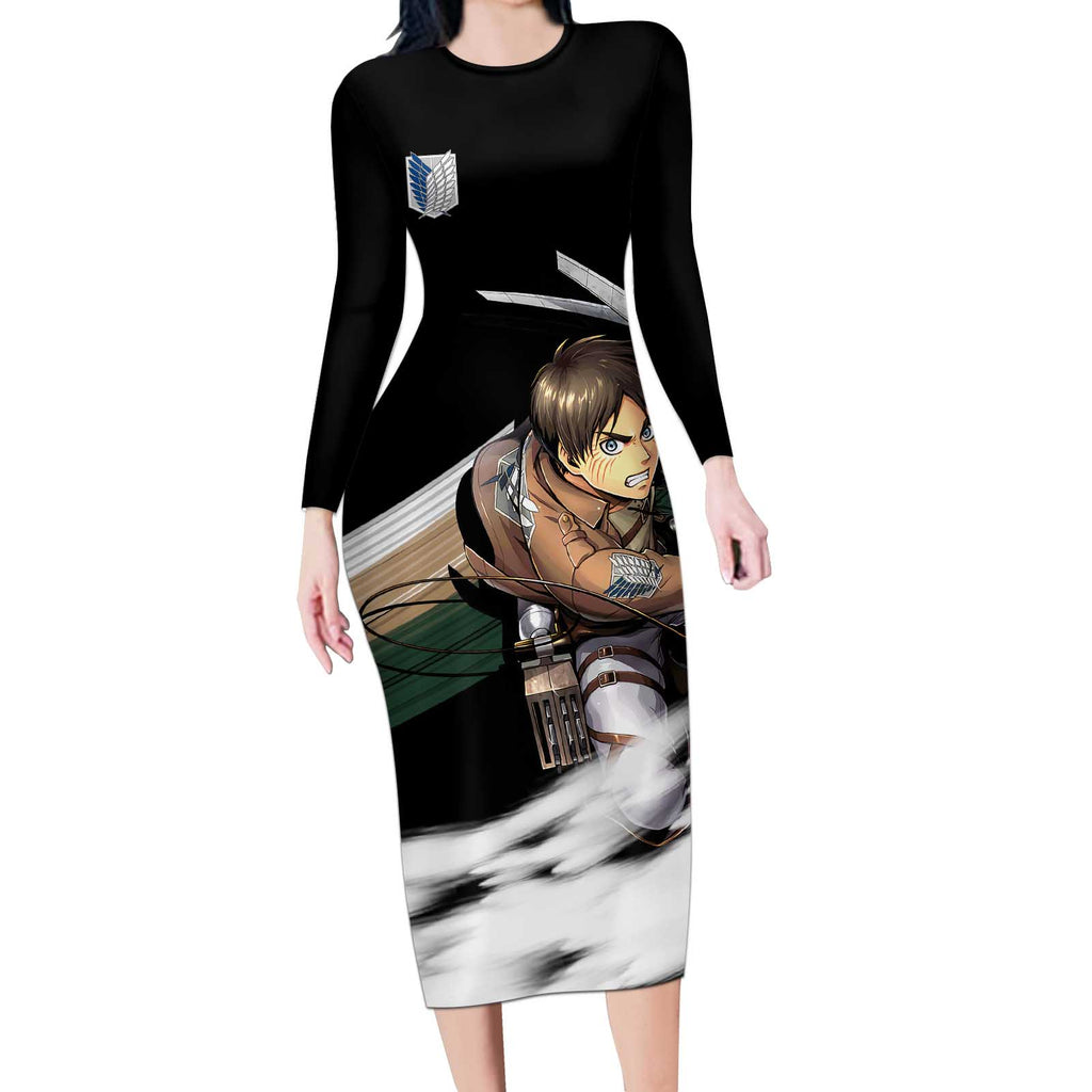 Eren Yeager - Attack On Titan Long Sleeve Bodycon Dress Anime Style