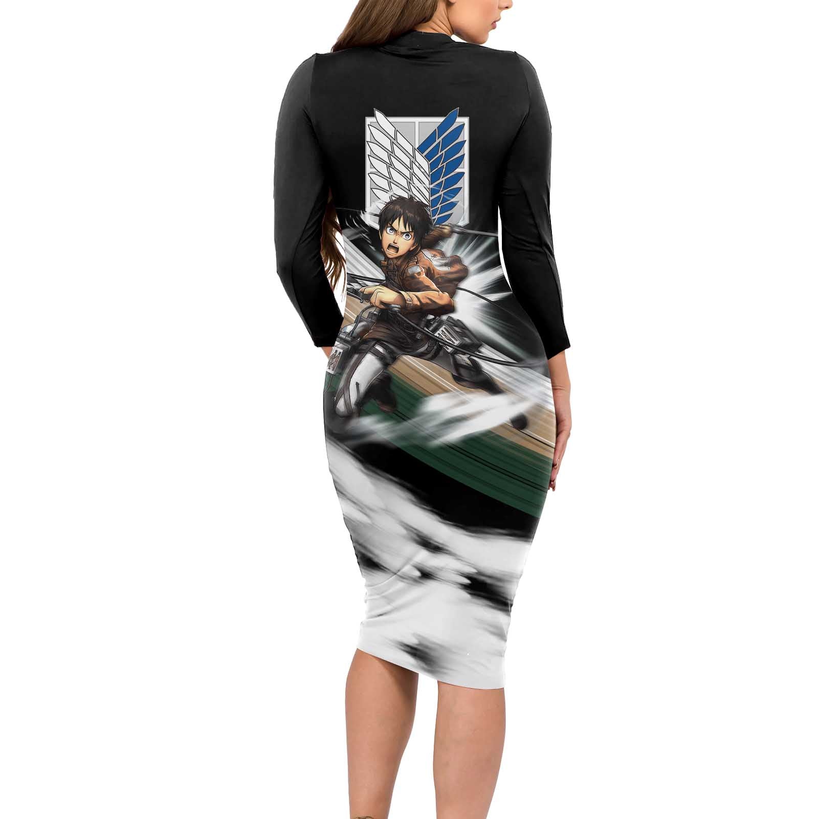 Eren Yeager - Attack On Titan Long Sleeve Bodycon Dress Anime Style