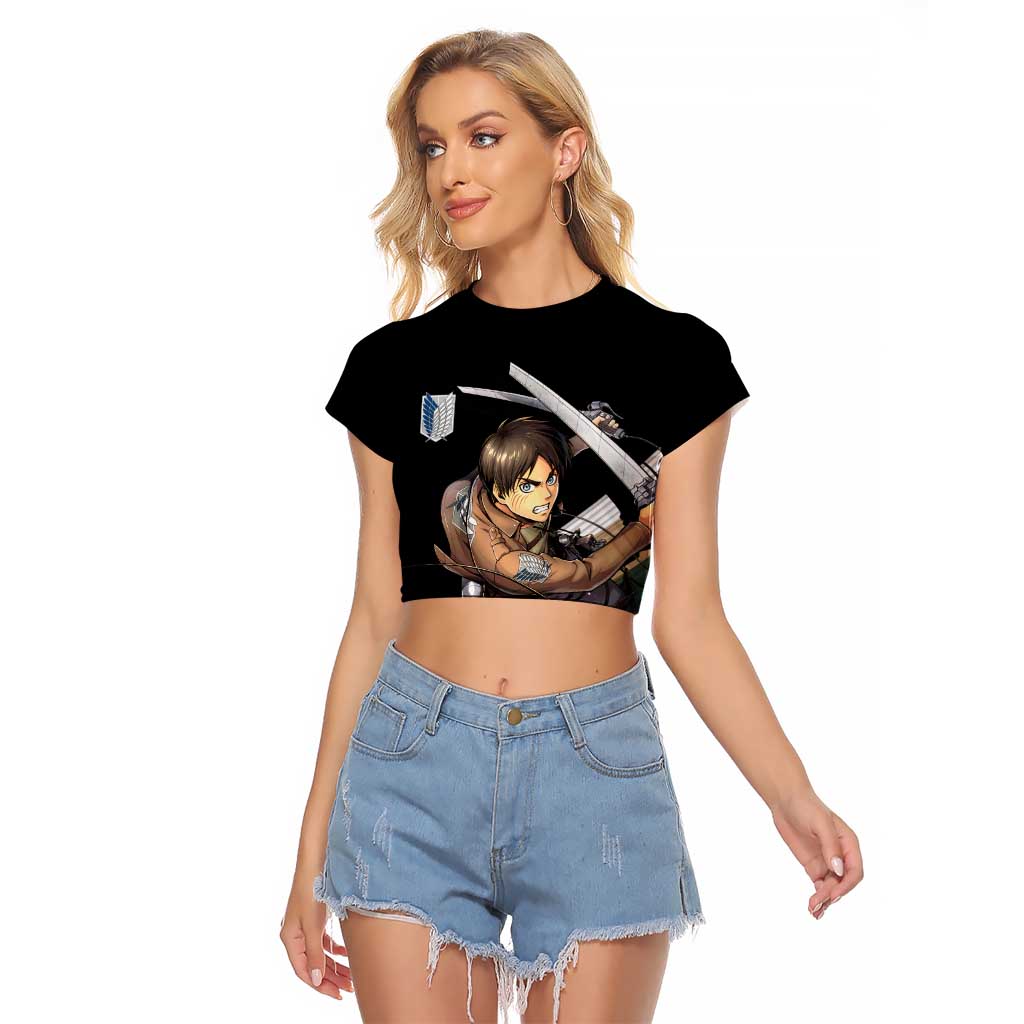 Eren Yeager - Attack On Titan Raglan Cropped T Shirt Anime Style